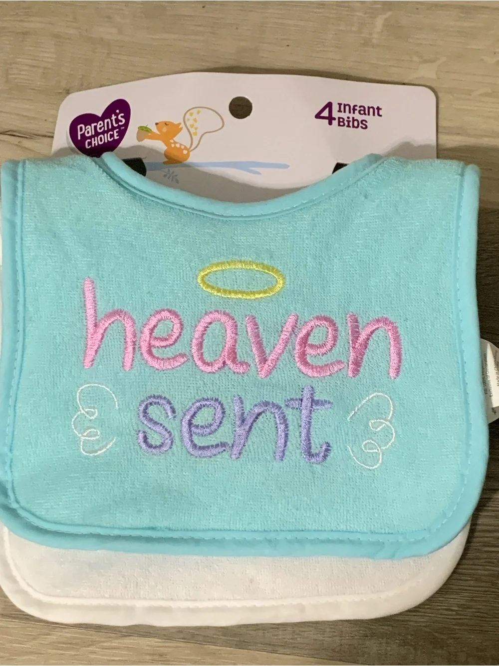 🟢 Heaven Sent Little Blessing Pink & Aqua Baby Bib Set
